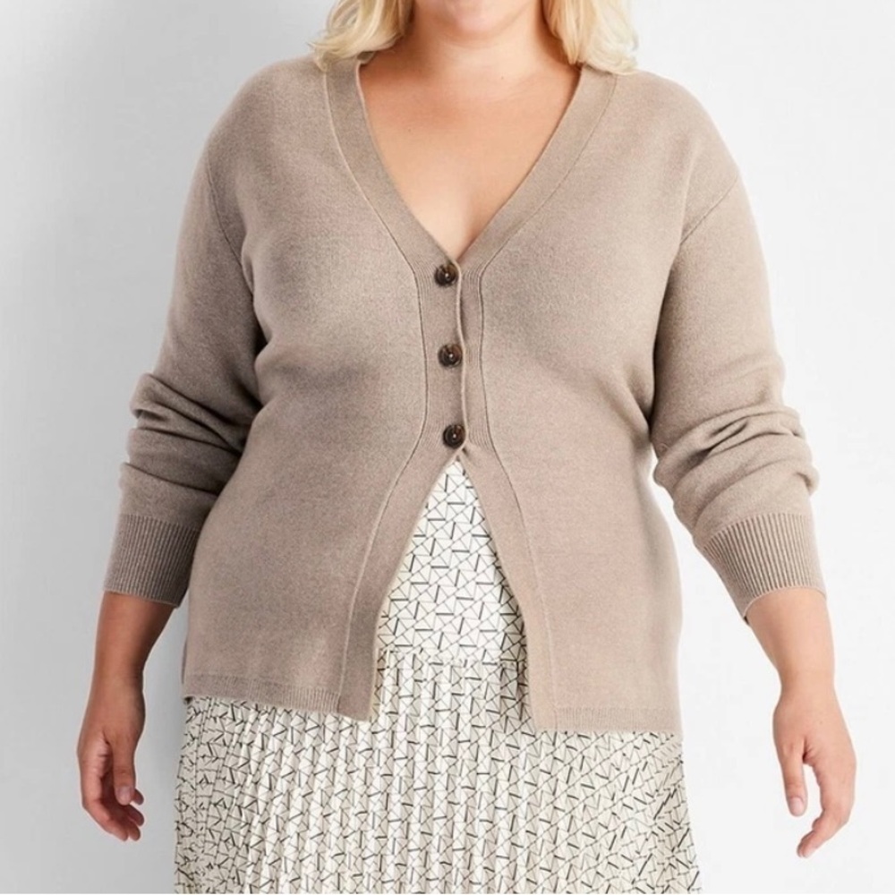 Future Collective Women's Plus Size Nipped Waist Cardigan Brown 2X NWT